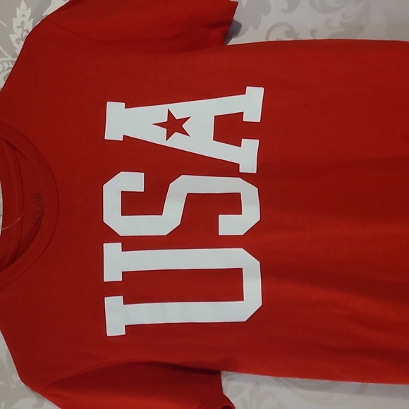 Men's Vibrant Red And White Graphic Usa Tee S - Picture 2 of 4